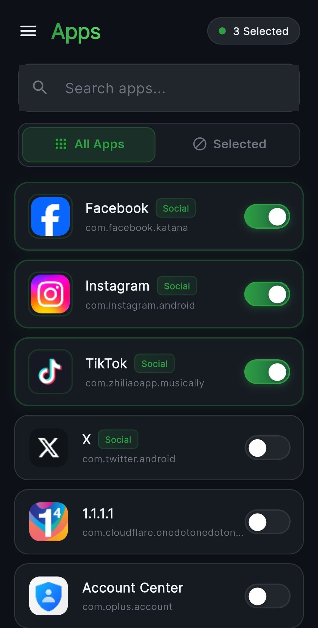 Isolate app list for choosing apps to block from Wi-Fi or mobile data