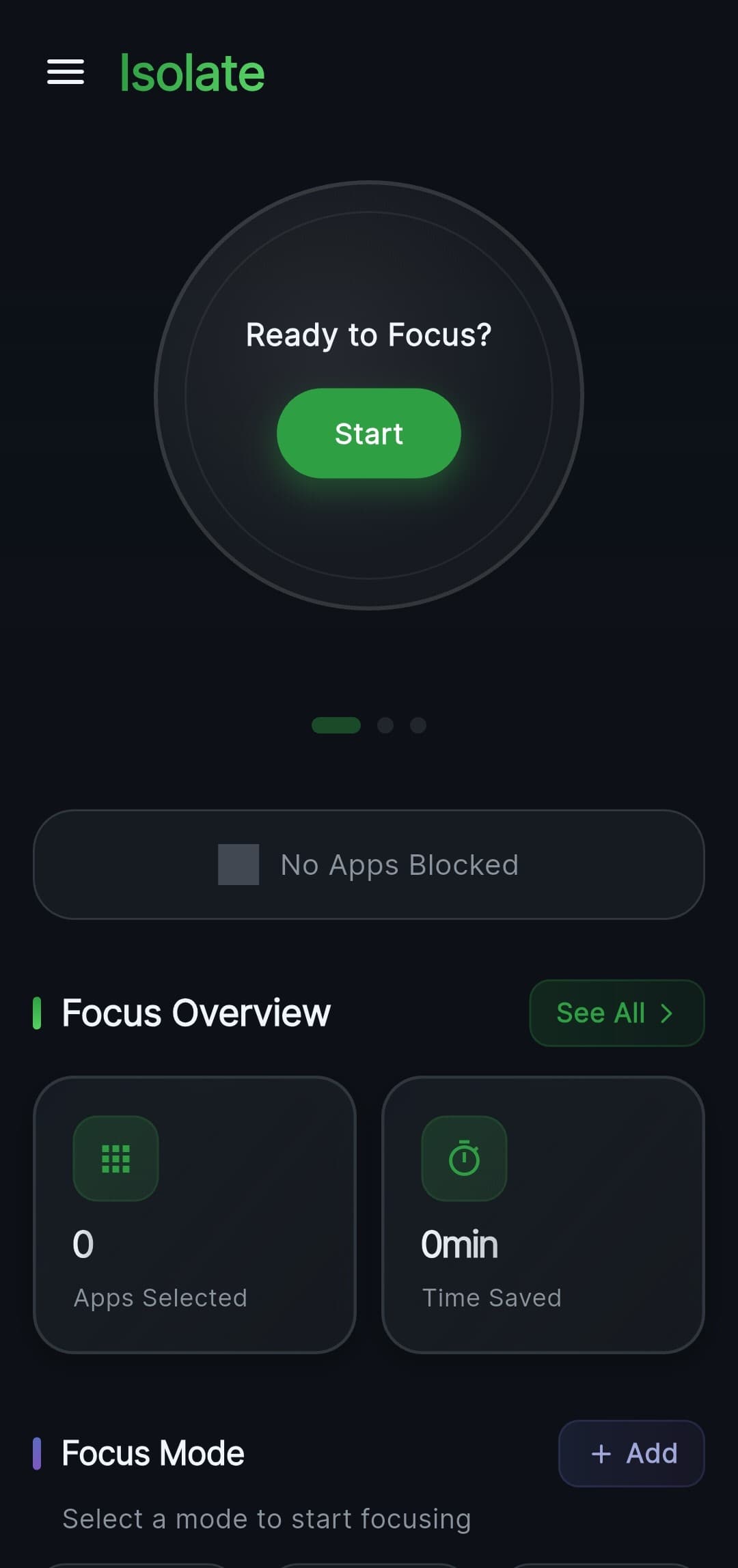 Isolate home screen with app blocking controls
