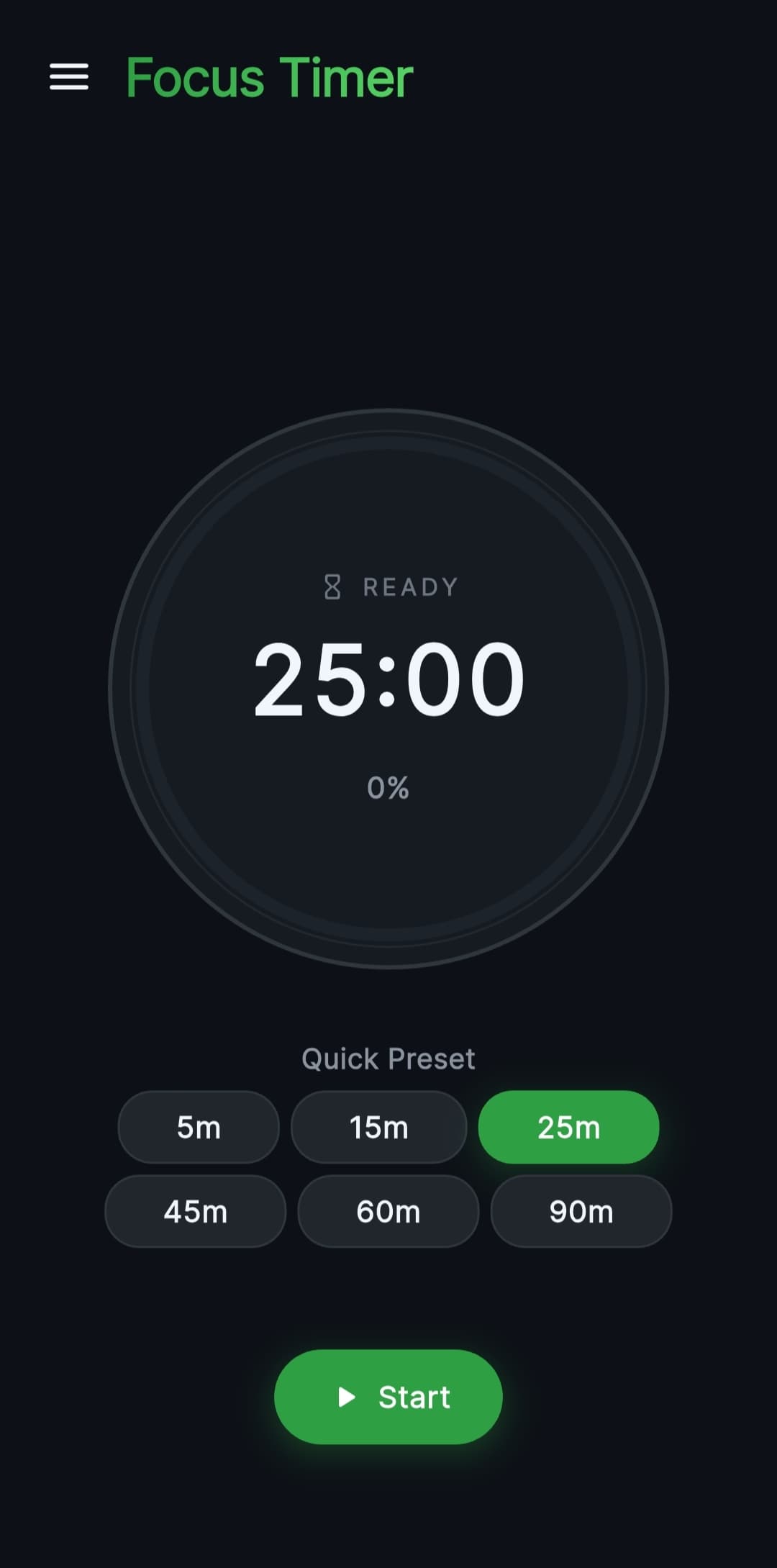 Isolate focus timer screen